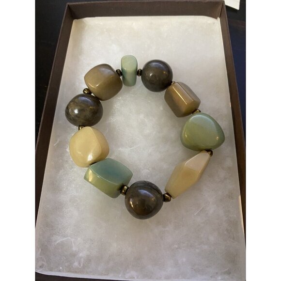 Faux Stone Stretch Bracelet Fits 7" Wrist Multicolor - Picture 2 of 4